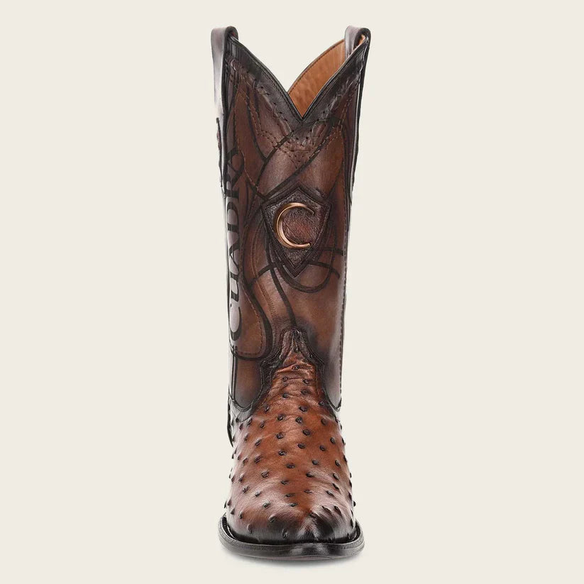 Cuadra Engraved brown exotic leather cowboy boots