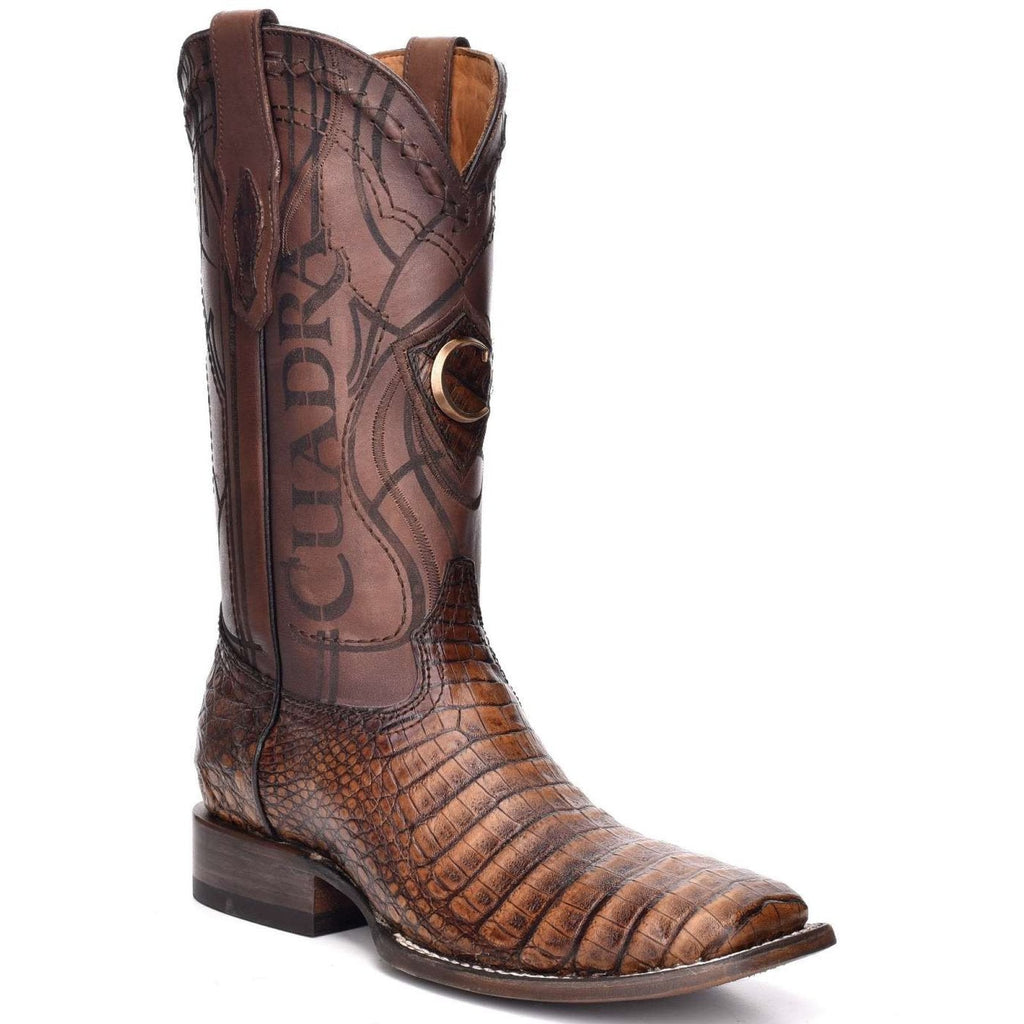 Cuadra Men's Square Toe Caiman Belly Porto Maple Cowboy Boots