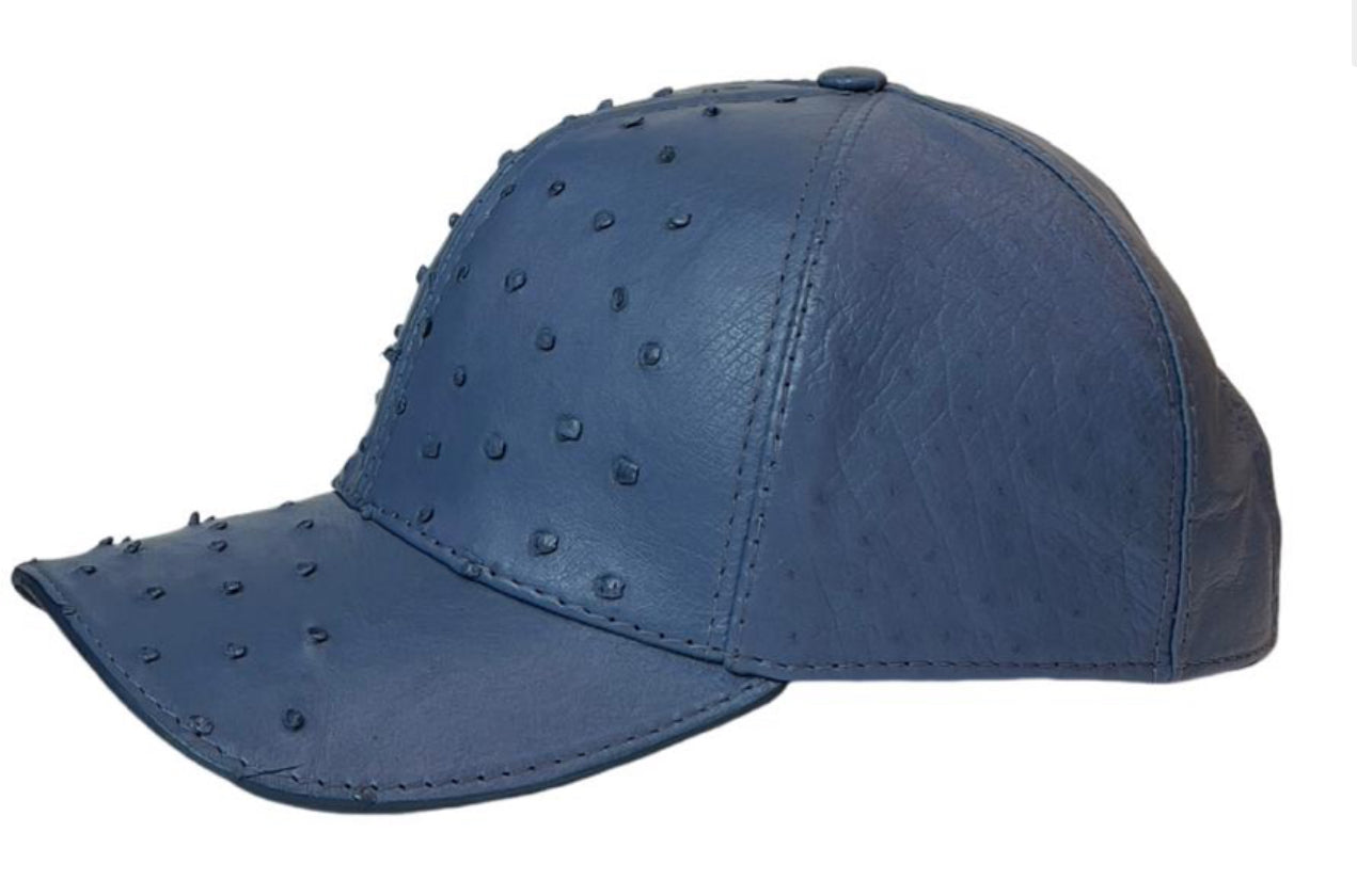 Gorra Original  Piel Avestruz Azul Mezclilla