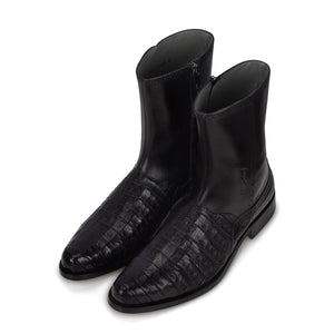 Cuadra Mens Caiman Belly Black Dress Boot 827FWTS