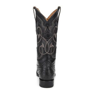 Cuadra Men's Black Ostrich Cowboy Boots R-Toe - Black - RR Western Wear, Cuadra Men's Black Ostrich Cowboy Boots R-Toe - Black