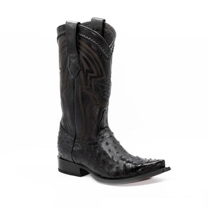 Wild West Boots - Men's NARROW SQUARE TOE OSTRICH BLACK - 294LI0305