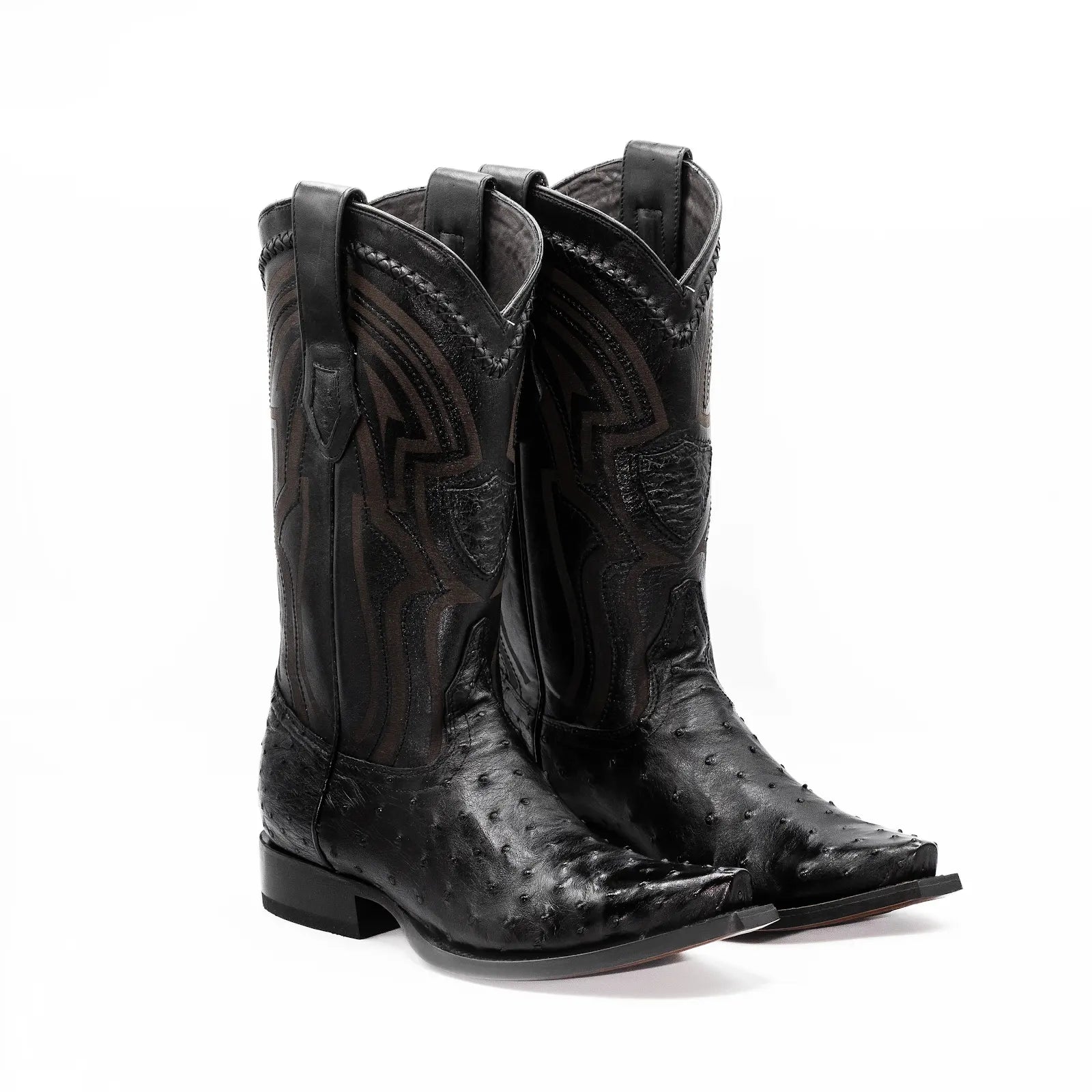 Wild West Boots - Men's NARROW SQUARE TOE OSTRICH BLACK - 294LI0305