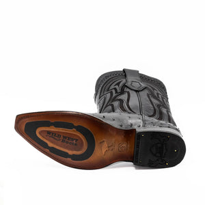 Wild West Boots - Men's NARROW SQUARE TOE OSTRICH BLACK - 294LI0305