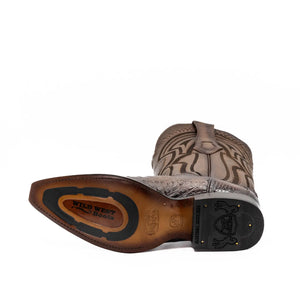 Wild West Boots - NARROW SQUARE TOE CAIMAN BELLY FADED BROWN - 294L8216