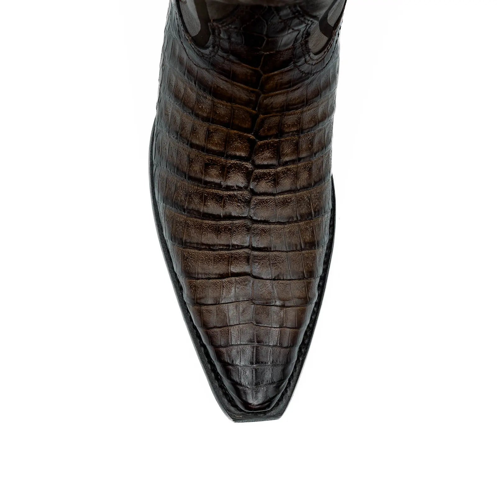 Wild West Boots - NARROW SQUARE TOE CAIMAN BELLY FADED BROWN - 294L8216