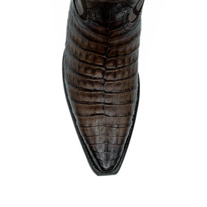 Wild West Boots - NARROW SQUARE TOE CAIMAN BELLY FADED BROWN - 294L8216