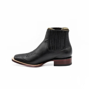 Wild West Boots - Men's Sqaure Toe Black Belmont Leather Short Boot - 282BM2105