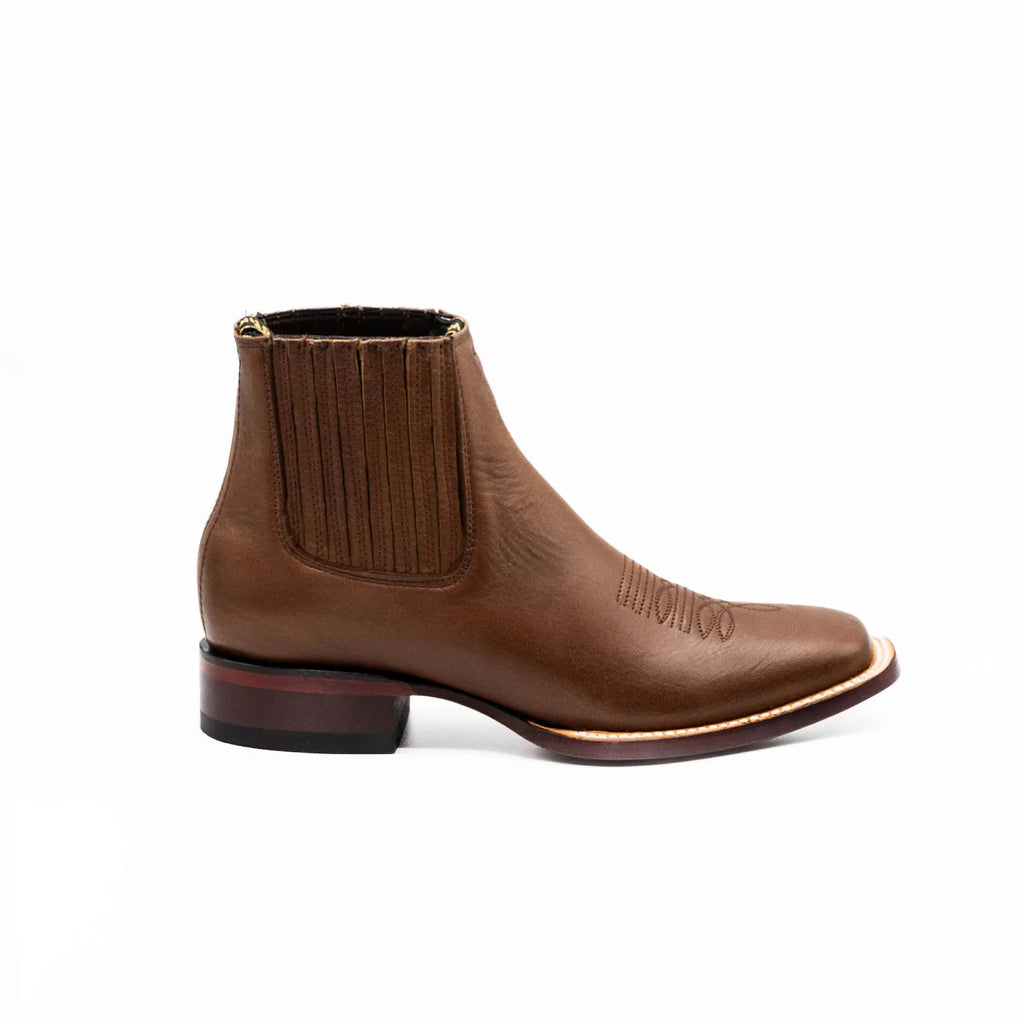 Wild West Boots - Men’s Sqaure Toe Brown Belmont Leather Short Boot - 282bm2107