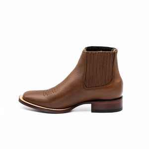 Wild West Boots - Men’s Sqaure Toe Brown Belmont Leather Short Boot - 282bm2107