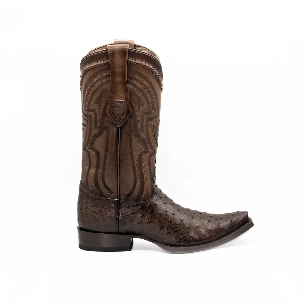 Wild West Boots - Men's Faded Brown Genuine Ostrich Snip Toe Boot - 294L0316