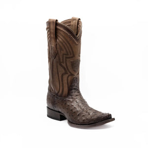 Wild West Boots - Men's Faded Brown Genuine Ostrich Snip Toe Boot - 294L0316