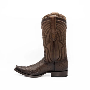 Wild West Boots - Men's Faded Brown Genuine Ostrich Snip Toe Boot - 294L0316
