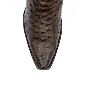 Wild West Boots - Men's Faded Brown Genuine Ostrich Snip Toe Boot - 294L0316