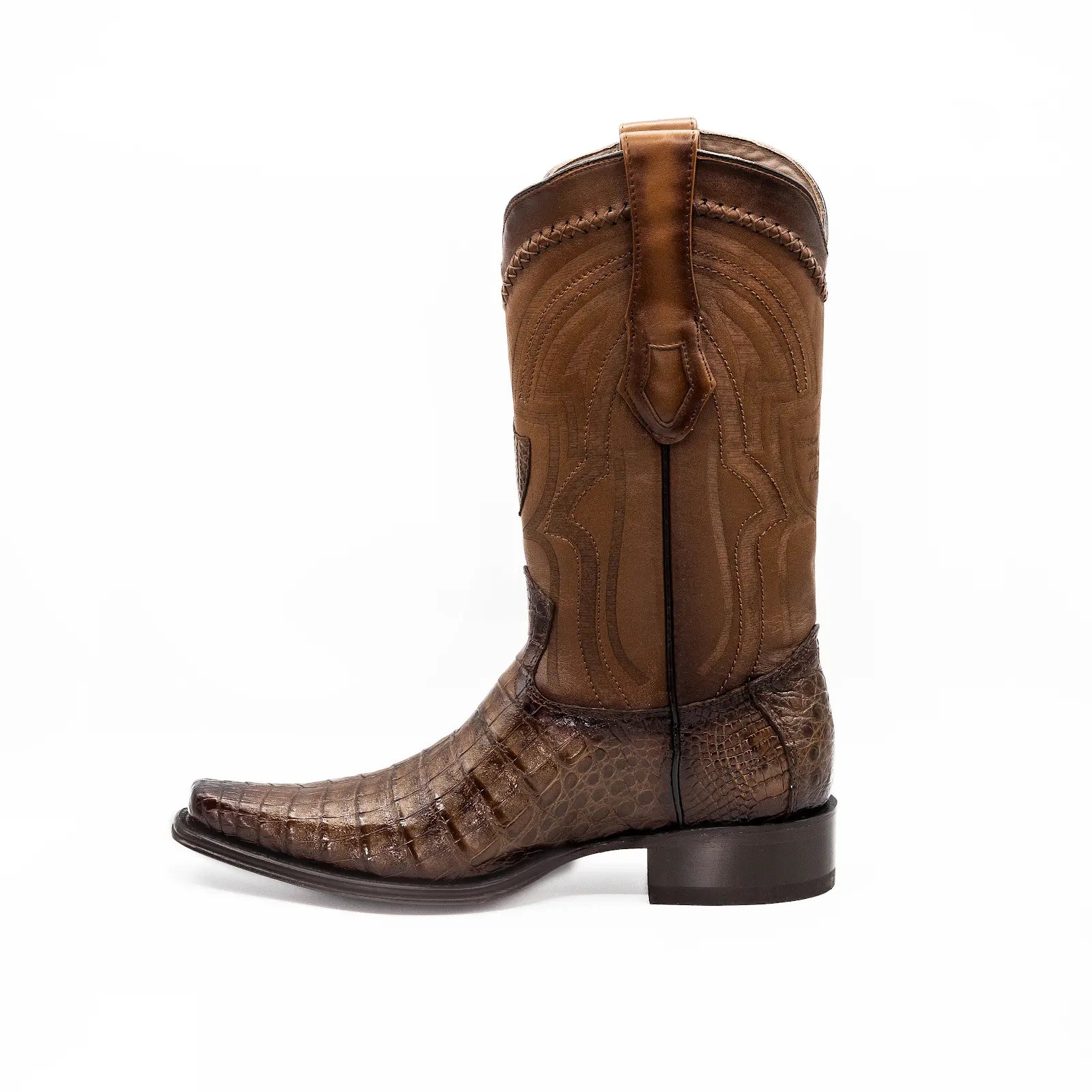 Wild West Boots - Men's NARROW SQUARE TOE CAIMAN BELLY FADED BROWN - 277LI8216