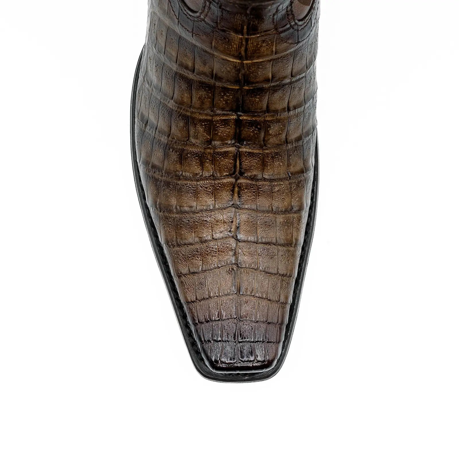 Wild West Boots - Men's NARROW SQUARE TOE CAIMAN BELLY FADED BROWN - 277LI8216