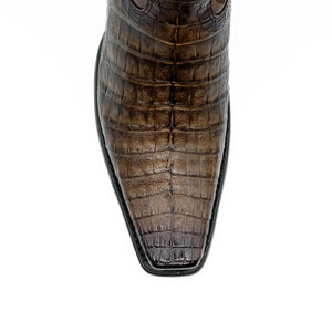 Wild West Boots - Men's NARROW SQUARE TOE CAIMAN BELLY FADED BROWN - 277LI8216