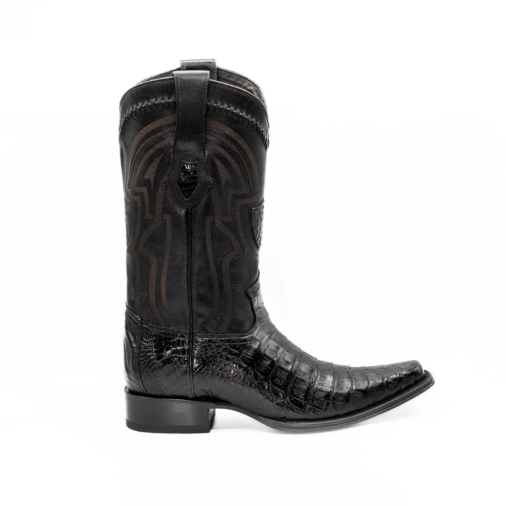 Wild West Boots - Mens's NARROW SQUARE TOE CAIMAN BELLY BLACK -  277L68205