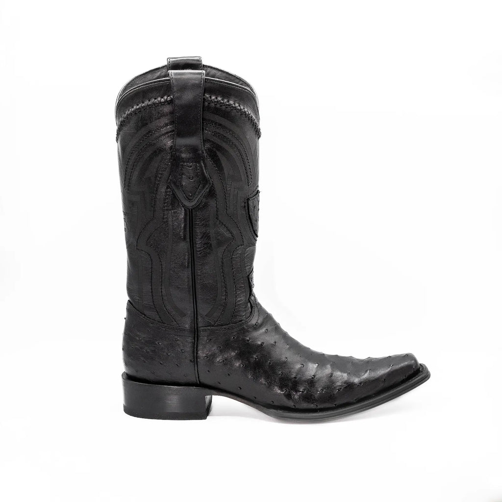 Wild West Boots - Men's NARROW SQUARE TOE OSTRICH BLACK - 277L0305