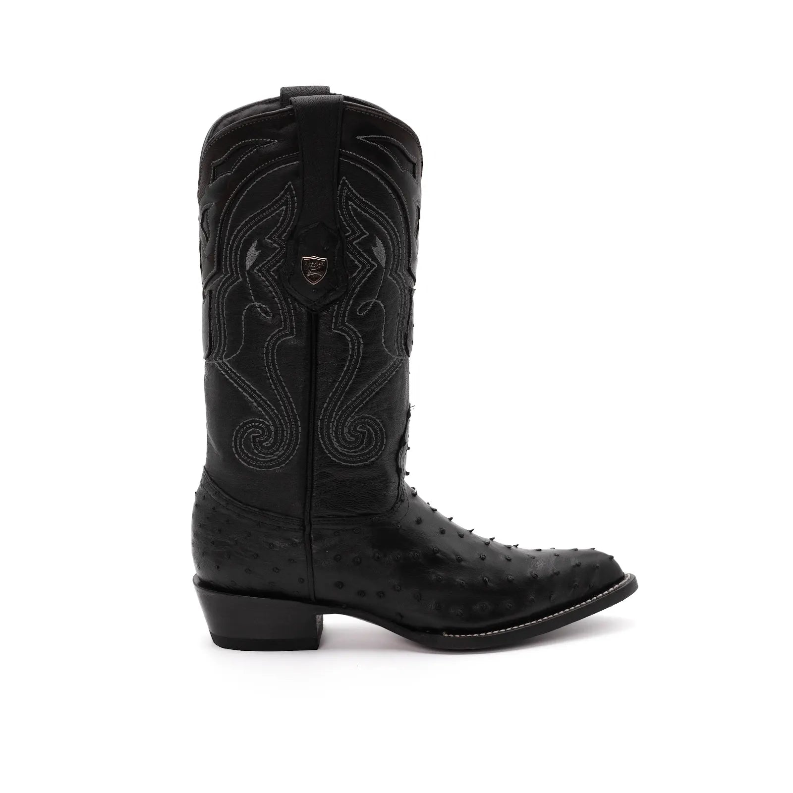 Wild West Boots – Men's 2990305 | J-Toe | Full Quill Ostrich Leather | Black | Cowboy Boot