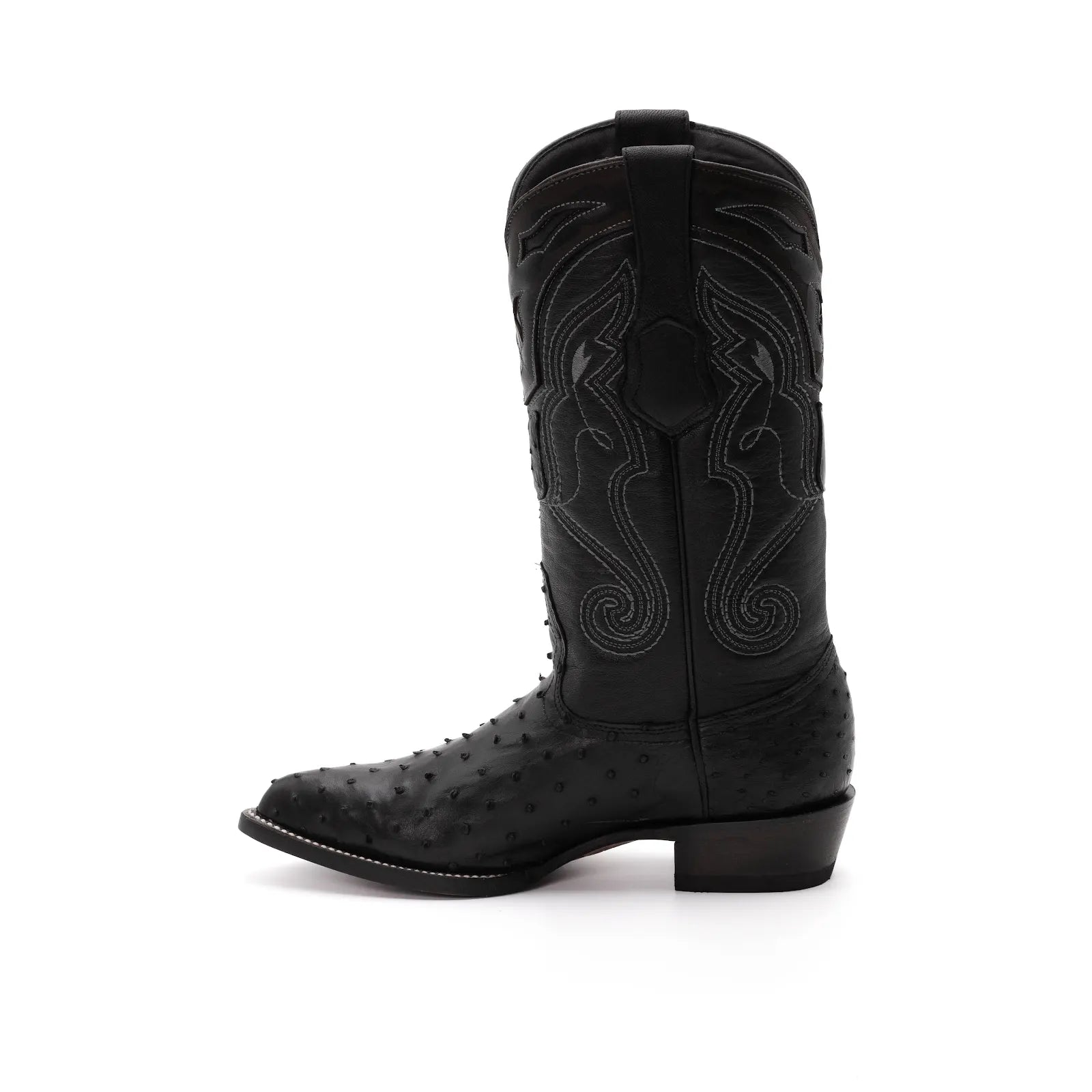 Wild West Boots – Men's 2990305 | J-Toe | Full Quill Ostrich Leather | Black | Cowboy Boot