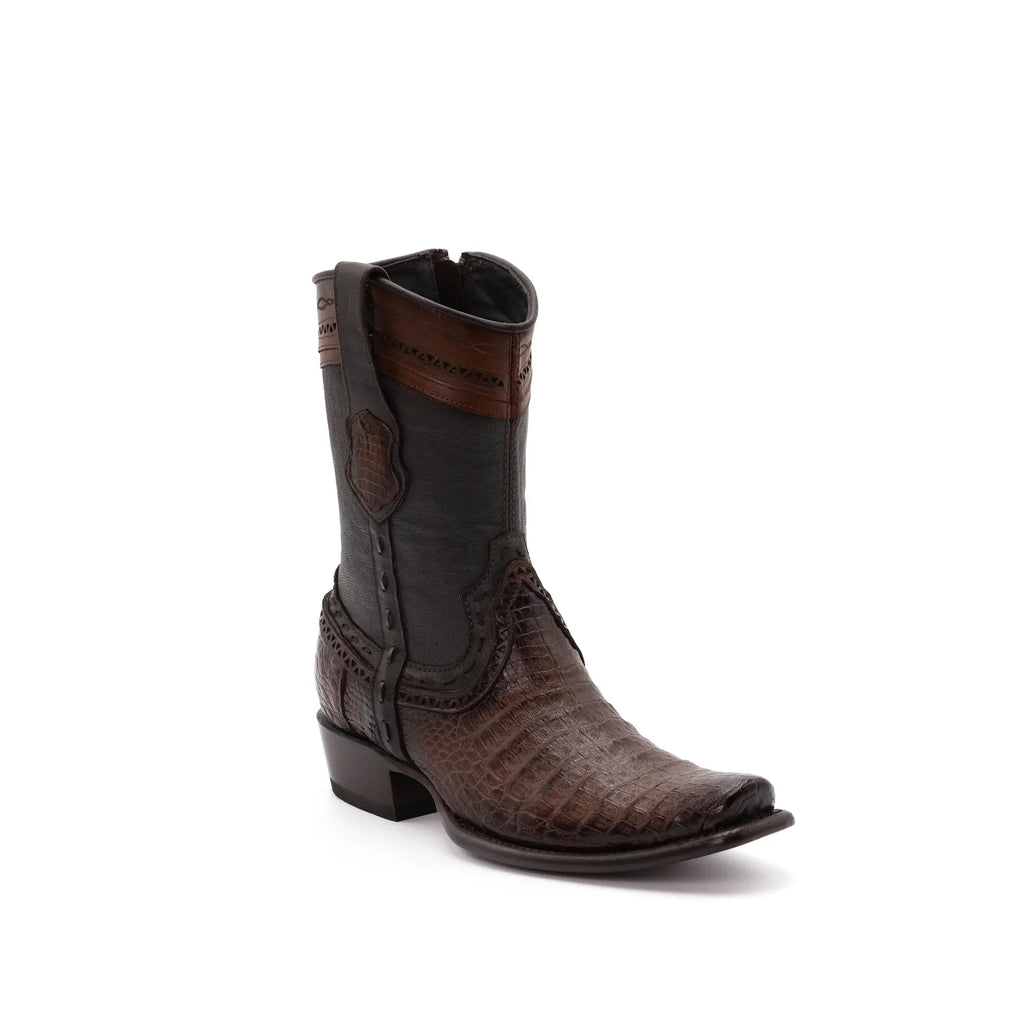 Wild West Boots – Men's 279B8216 | Dubai Toe | Caiman Belly Leather | Faded Brown | Short Boot