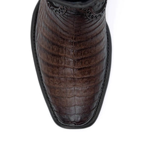Wild West Boots – Men's 279B8216 | Dubai Toe | Caiman Belly Leather | Faded Brown | Short Boot