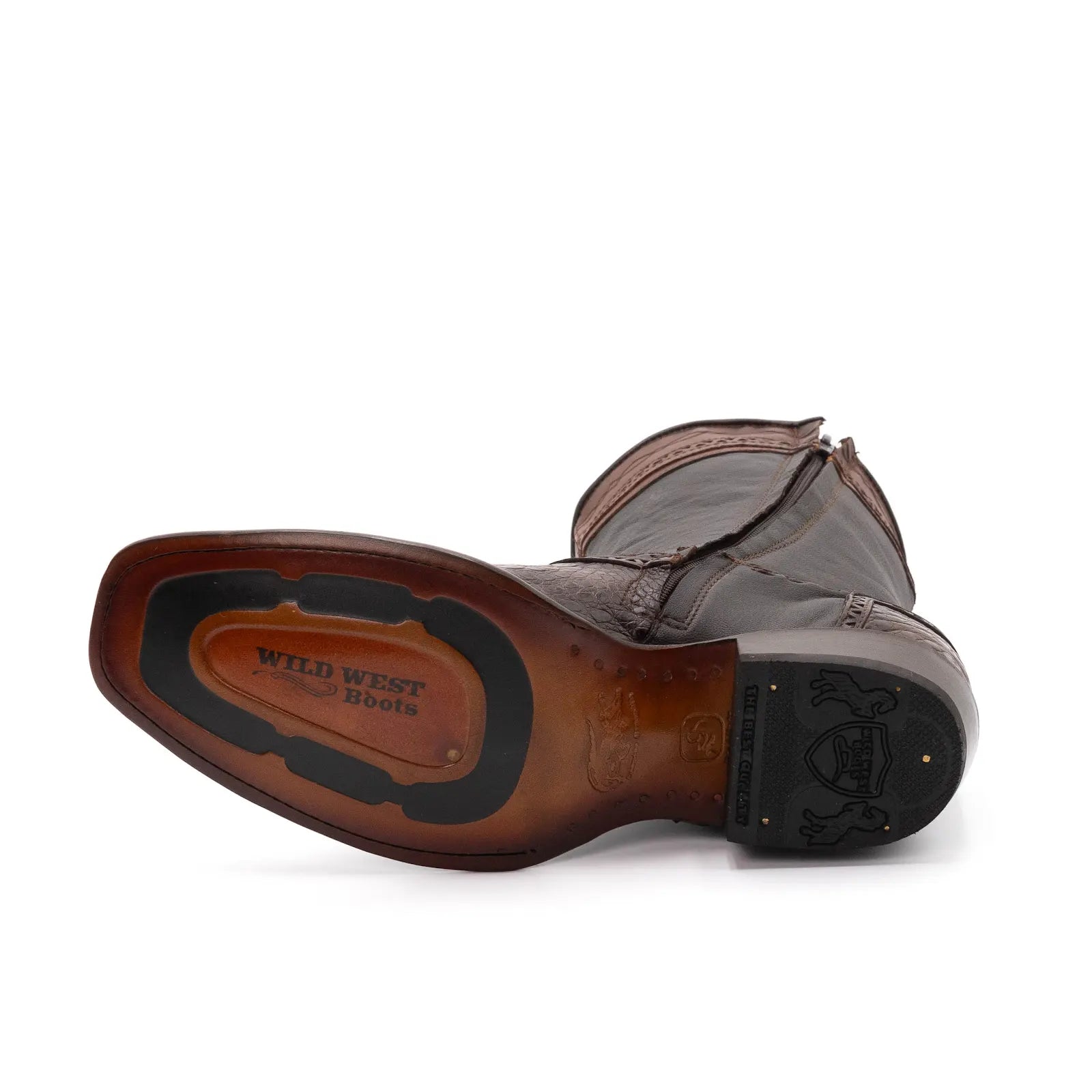 Wild West Boots – Men's 279B8216 | Dubai Toe | Caiman Belly Leather | Faded Brown | Short Boot