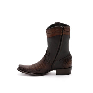 Wild West Boots – Men's 279B8216 | Dubai Toe | Caiman Belly Leather | Faded Brown | Short Boot