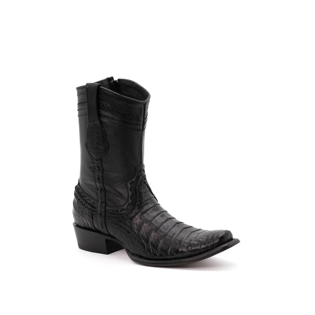 Wild West Boots – Men's 279B8205 | Dubai Toe | Caiman Belly Leather | Black | Short Boot