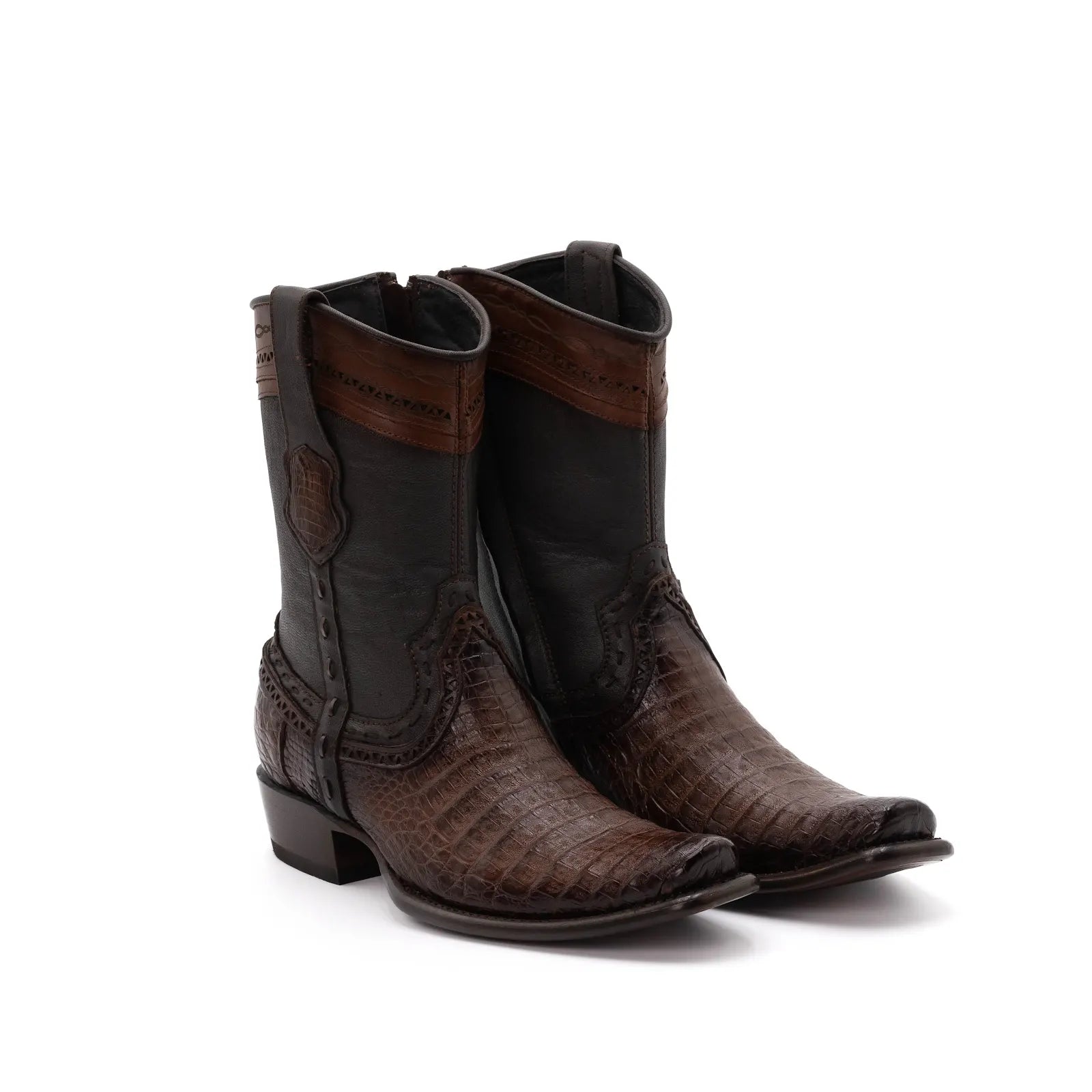 Wild West Boots – Men's 279B8216 | Dubai Toe | Caiman Belly Leather | Faded Brown | Short Boot