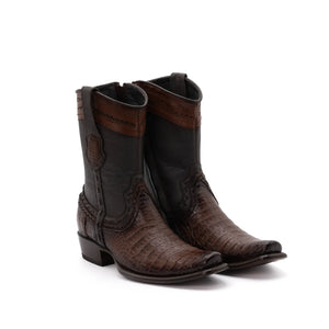 Wild West Boots – Men's 279B8216 | Dubai Toe | Caiman Belly Leather | Faded Brown | Short Boot