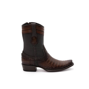Wild West Boots – Men's 279B8216 | Dubai Toe | Caiman Belly Leather | Faded Brown | Short Boot
