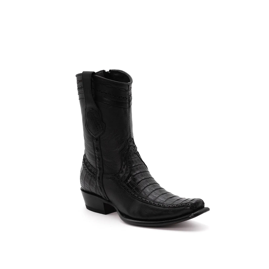 Wild West Boots – Men's 279BF8205 | Dubai Toe | Caiman Belly Leather | Black | Short Boot