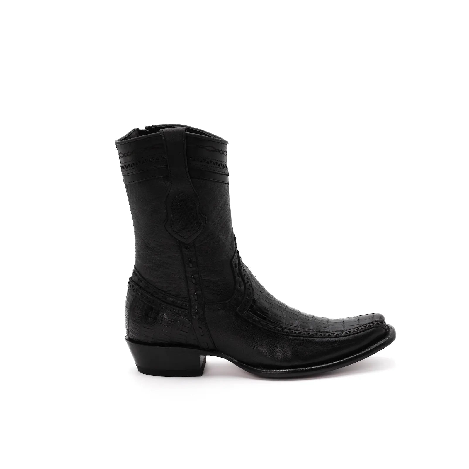 Wild West Boots – Men's 279BF8205 | Dubai Toe | Caiman Belly Leather | Black | Short Boot