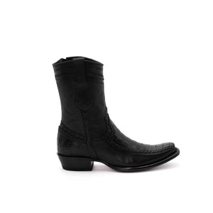 Wild West Boots – Men's 279BF8205 | Dubai Toe | Caiman Belly Leather | Black | Short Boot