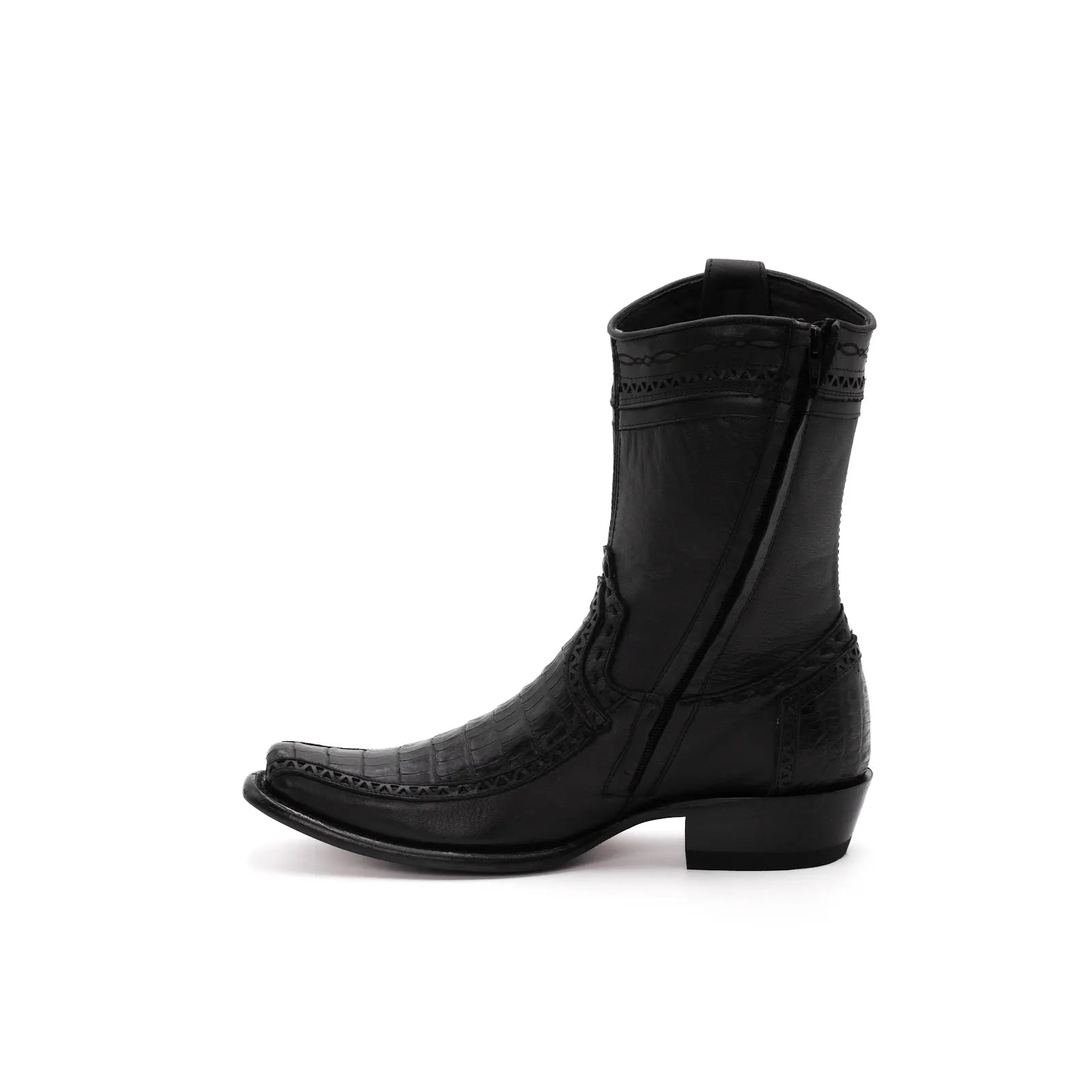 Wild West Boots – Men's 279BF8205 | Dubai Toe | Caiman Belly Leather | Black | Short Boot