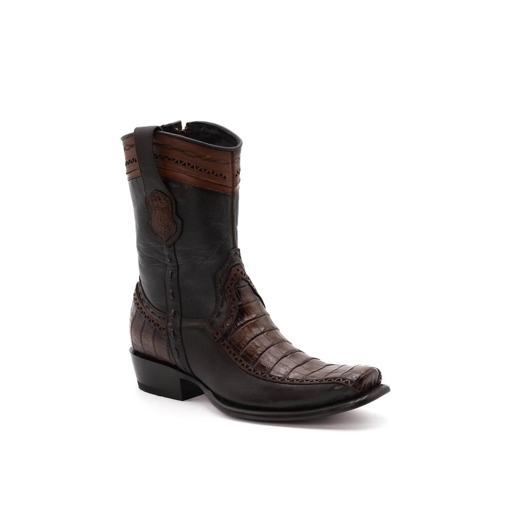 Wild West Boots – Men's 279BF8216 | Dubai Toe | Caiman Belly Leather | Faded Brown | Short Boot