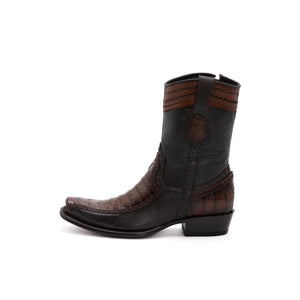 Wild West Boots – Men's 279BF8216 | Dubai Toe | Caiman Belly Leather | Faded Brown | Short Boot