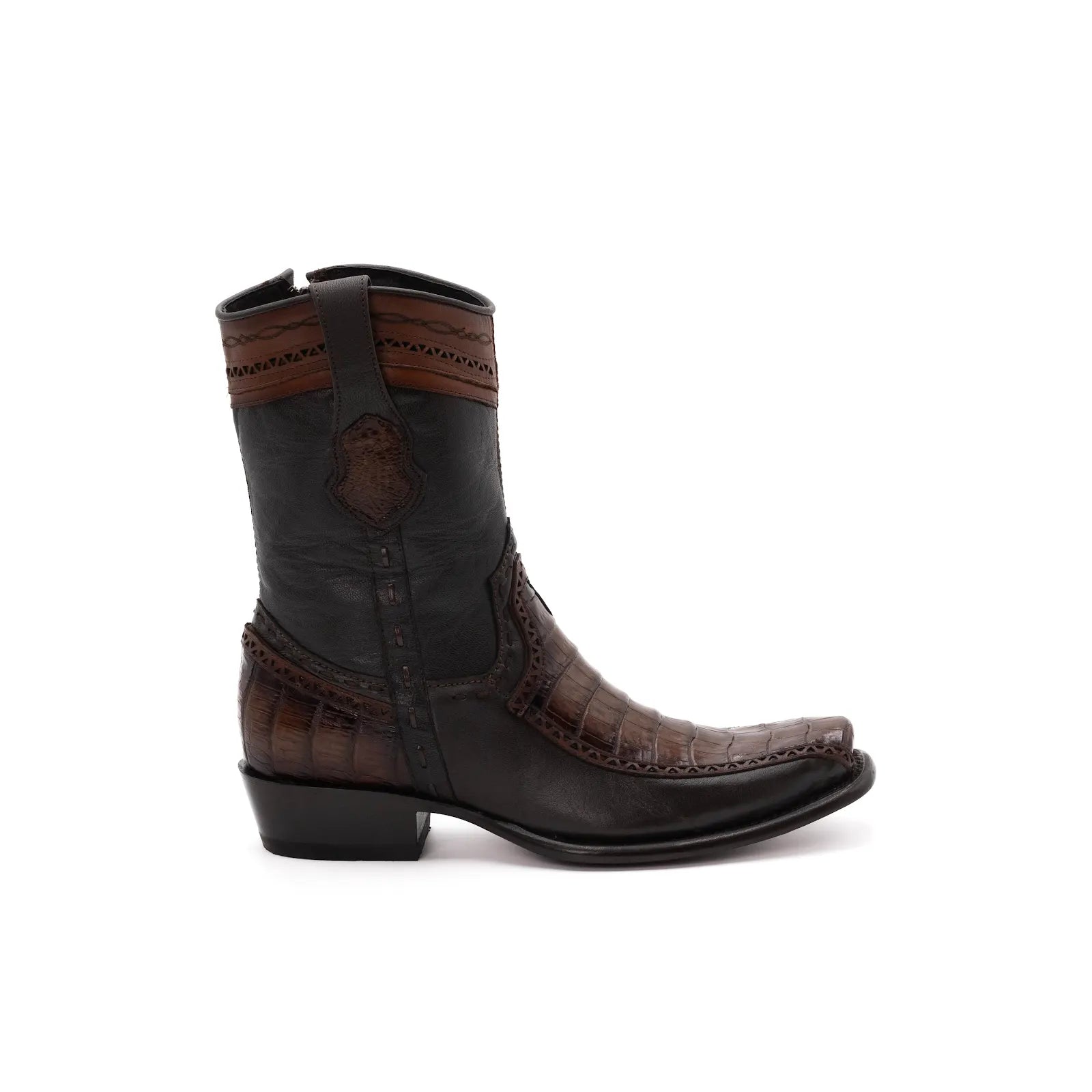 Wild West Boots – Men's 279BF8216 | Dubai Toe | Caiman Belly Leather | Faded Brown | Short Boot