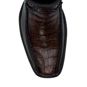 Wild West Boots – Men's 279BF8216 | Dubai Toe | Caiman Belly Leather | Faded Brown | Short Boot