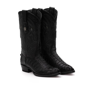Wild West Boots – Men's 2990105 | J-Toe | Caiman Tail Leather | Black | Cowboy Boot