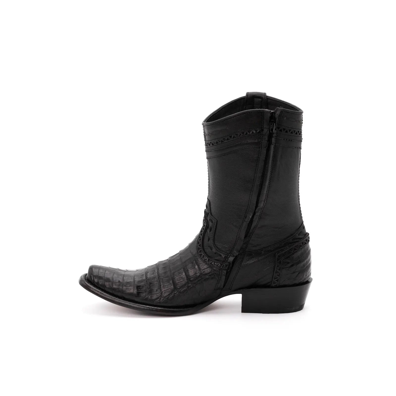 Wild West Boots – Men's 279B8205 | Dubai Toe | Caiman Belly Leather | Black | Short Boot