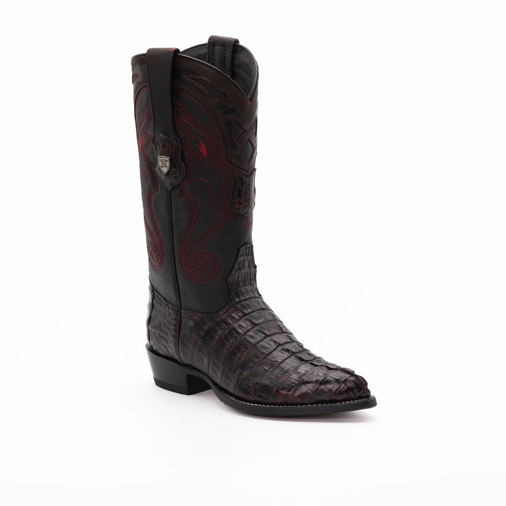 Wild West Boots – Men's 2990118 | J-Toe | Caiman Tail Leather | Black Cherry | Cowboy Boot