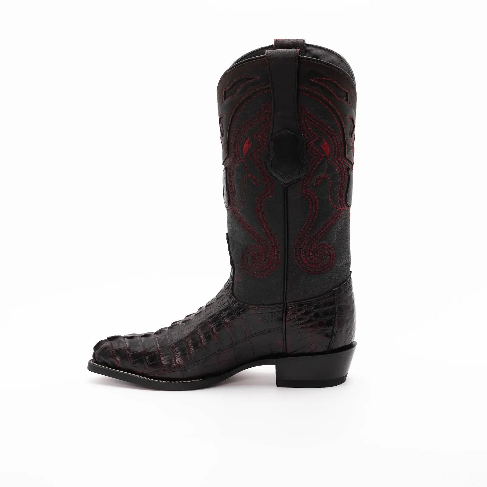 Wild West Boots – Men's 2990118 | J-Toe | Caiman Tail Leather | Black Cherry | Cowboy Boot