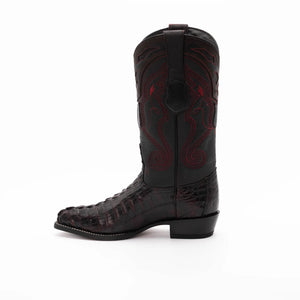Wild West Boots – Men's 2990118 | J-Toe | Caiman Tail Leather | Black Cherry | Cowboy Boot