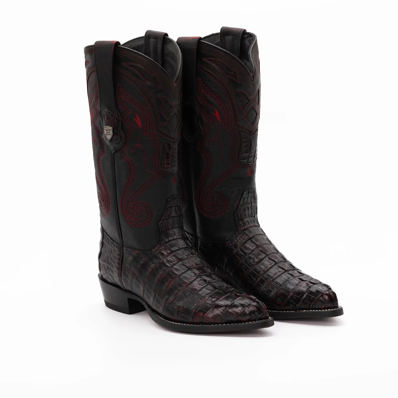 Wild West Boots – Men's 2990118 | J-Toe | Caiman Tail Leather | Black Cherry | Cowboy Boot