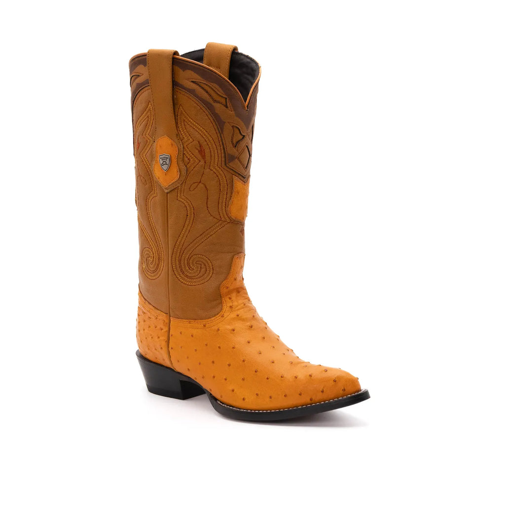 Wild West Boots – Men's 2990302 | J-Toe | Full Quill Ostrich Leather | Buttercup | Cowboy Boot