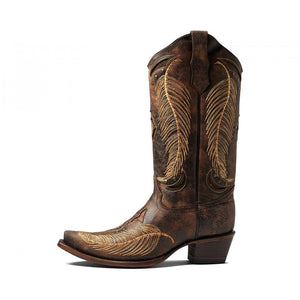 Circle G By Corral® Ladies Inlay & Feather Embroidered Brown Boots L5852