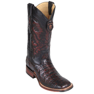 Los Altos Men's Black Cherry Caiman Belly Square Toe Boots